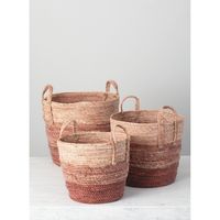 Pastel Basket -Set of 3 (Pink), Sullivans(Maize)