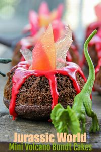 Jurassic World Mini Volcano Bundt Cakes Recipe #dinosaur #dessert #kids