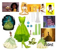 "~Disney Princesses~ #10: Tiana" by emerald-star ❤ liked on Polyvore featuring New Century, Disney, Roland Mouret, Michael Antonio, Tacori, H&M, Panacea, Essie and emeraldprincess