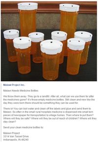 Non profit accepts medicine bottle donations