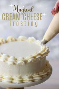 Magical Cream Cheese Frosting: A hybrid of cream cheese frosting and ermine buttercream.  It's got a bright, tangy flavor and it's more stable than regular cream cheese icing.  #creamcheesefrosting #creamcheese #frosting #buttercream #icing #cake #cupcakes #topping #stable #decorating #pipeable #easy #recipe #forcupcakes #forcake #forcinnamonrolls #forcookies #best #whipped #withoutpowdered #fluffy #pipable #forpiping #fordecorating #forbrownies #homemade #howtomake #stiff #light #firm #desserts