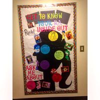 "Get to know your RA 'Inside Out'" Disney's Inside Out themed bulletin board | Ohio University Meet Your RA board. Housing and Residence Life