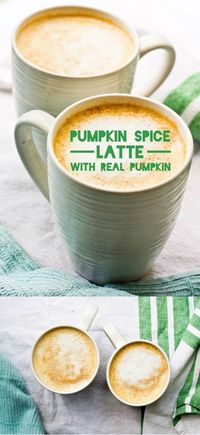 Pumpkin Spice Latte with REAL Pumpkin. Ready in 15 minutes, or Prep the pumpkin puree the night before, and it&apos;s ready in 5 minutes!