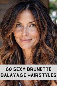 Brunette Balayage Hairstyle Ideas >> Turn heads with dark brown hair that shimmers with copper highlights. These subtle metallic accents create a captivating sheen, adding a touch of warmth and dimension to your locks. Click here to check out more sexy brunette balayage hairstyles are the ultimate confidence boosters.