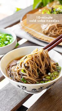 These cold soba noodles are quick & easy to prepare, and dipped in an incredibly flavorful Tsuyu sauce made with only 4 simple ingredients from your pantry! This light and refreshing meal takes less than 10 minutes to make, and truly the ultimate way to cool down on a hot summer day.