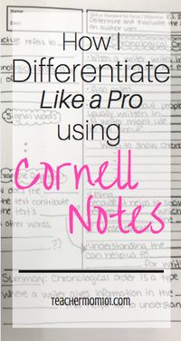 Teacher Mom 101: How I Differentiate Like a Pro Using Cornell Notes