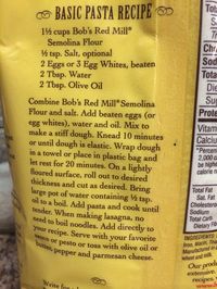 Bob's Red Mill Durum Wheat Semolina Flour pasta recipe