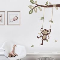 Little ones will love this adorable monkey swinging on a swooping vine! Playfully perfect in baby nurseries, kid’s bedrooms, or playrooms. Choose from our three color schemes or pick your own custom colors. Harriet Bee Color: Sage Green/Khaki Brown | Harriet Bee Monkey on a Swing Wall Decal 53.0 H x 40.0 W in Vinyl in Sage Green / Khaki Brown | 53" H X 40" W | Wayfair | Home Decor