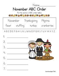 Free Thanksgiving ABC order activity