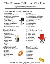 Tailgate Checklist 2016 ... a free downloadable checklist to help you remember everything you need for a great tailgate party.