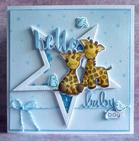 A Scrapjourney: Something New (SSS Challenge) Baby card using WPlus9 Party Animals, MFT Stitched Star Dies