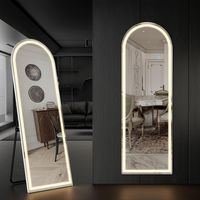 PRICES MAY VARY. Aluminum �【Super Bright LED Floor Mirror】LED lighted mirror, large enough for you to see your entire figure in a single glance. Adopt 200 LED beads strip, light more concentrated and brighter, energy-efficient. This is not only a floor mirror, but also a piece of art in your house that can bring you a nice mood every day 【Dimmable & 3 Color Temperature】This lighted full length mirror is multifunctional. You can press the button to change the color temperatures: Warm(3000K), natur