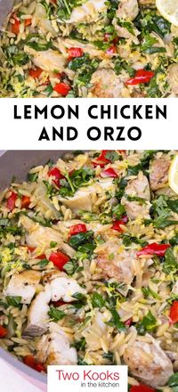 If you love lemon and simple comfort food, this one-pot zesty lemon chicken and orzo is for you. Tender chicken and orzo pasta, packed with vegetables, come together with plenty of zing from lemon zest and capers – all in one skillet.