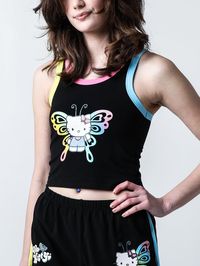 Glitter print Muti-color ribbing 95% Cotton, 5% Spandex Imported Dumbgood Exclusive Officially Licensed Sanrio Merchandise