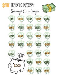 Saving money challenge: $1k in 30 days savings plan! Use this savings challenge to quickly build up cash to put towards your money goals. Money challenges are a great way to reset your spending habits and develop healthy personal finance and money management skills. Download this savings challenge printable bundle and start crushing your money goals!