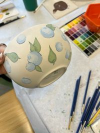 Ceramcis, pottery, painting ideas, fruit, blueberry, bowls, cereal bowls, decor