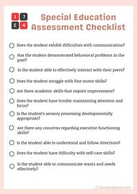 Navigate the special education assessment process with our comprehensive checklist. This resource simplifies the special education evaluation journey, providing a structured guide for parents, teachers, and professionals. Explore the key components of special education assessment to ensure a thorough understanding of individual needs. Our checklist aims to facilitate a smoother and more informed special education experience. #SpecialEducation #EvaluationChecklist #InclusiveEducation