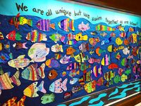 Mrs Brown • Art    𝙺-𝟻 on Instagram: ““We are all unique, but we swim together as one school!” Join your child and look for their special fish…🐟 🐠 All students participated in…”