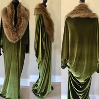 Excited to share this item from my #etsy shop: 1920's style, moss green, velvet robe. Art Deco retro inspired. Full length robe with luscious faux  fur collar. Wedding, burlesque, luxury #clothing #women #sleepwear #green #christmas