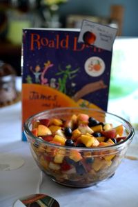 Peach and Blueberry Fruit Salad - A Storybook Baby Shower #DIY James and the Giant Peach