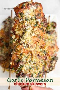 Garlic Parmesan Chicken Skewers - Bad Batch Baking - Family Favorite Recipes