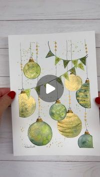 RANA on Instagram: "New Year’s welcome card for you by @rana18art ⭐️ This time with green and golden colours 💚💛 I hope you like it and maybe it will be an inspiration for you to create a New Year greeting card 🥰 Have a beautiful Friday ⭐️ #watercolor #watercolour #aquarell #watercolorchristmas #christmastime #aquarelle #christmasbaubles #weihnachtskugeln #weihnachtskarten #christmascard #reels #reeloftheday #watercolorcards #reelsinstagram #glitter #newyear #gold #weihnachtsdeko #watercolorillustration #christmasgreetings #2024 #reelitfeelit #silvester #reelinstagram #christmasdecorations #winterdecoration #glitzer #newyearseve #rana18art #watercolorchristmas"