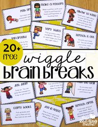 20 Free Brain Breaks! Simple ways to get kids moving when they need to get their wiggles out.