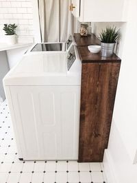 Create a laundry room shelf to hide wires and cords for less than $20!