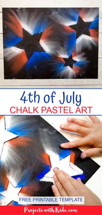 Create this bright and bold 4th of July chalk pastel art with only a few simple supplies! Kids of all ages will love using chalk pastels to make this super easy patriotic craft. #projectswithkids #4thofjulycrafts #chalkpastels #kidsart