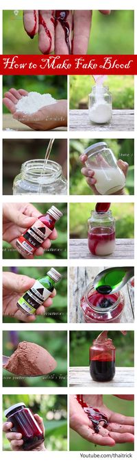 How to Make Fake Blood for Halloween | Thaitrick Want to make some realistic fake blood for a creepy Halloween.  Here's an easy way to make fake blood for halloween.