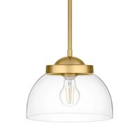 Shed light and style in any room with the Lowry Ceiling Mount Oversized Pendant Light by Home Decorators Collection. Featuring an on-trend yet timeless Brushed Gold finish, this 1-bulb light adds a dash of sparkle to your home while making a statement about your great taste. Sure to add visual interest wherever it hangs, its clear shade provides maximum illumination while showing off its bulb to deliver an attention-grabbing touch.