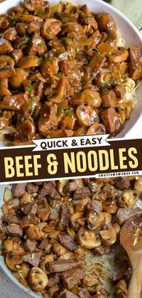 This beef recipe is a quick and easy meal that will become a regular at your dinner table! Beef and Noodles has onions, garlic, and white button mushrooms all in an easy to make gravy made right in the same pot. Save this comfort food for a delicicous family dinner idea!