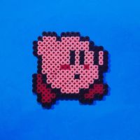 Cute Pixel Bead Sprite of popular video game character Kirby. You can use this as a free pattern to create your own pixel art with fuse beads (Artkal, Hama, Perler) or any other pixelart medium of your choice. Save this pin to your DIY Decor or Arts and Crafts board and share a photo if you made it yourself. Check my Instagram page and my Pinterest boards for more free pixelart templates.