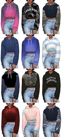 Crop Hoodie Retexture by Kenzar & Lumy-sims