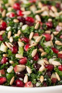 Pomegranate Pear Kale Salad - thecafesucrefarine.com