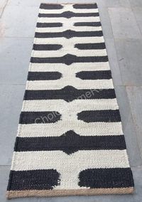 3x10 Ft Black White Striped Stairs Hallway Jute Runner,boho Home Decor Livingroom Patio Rug,large Floor Area Custom Size Indian Handmade Rug - Etsy