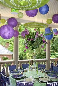 Paper lanterns AND umbrellas for wedding decor