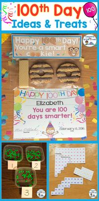 100th Day of School Ideas & Treat / Snack suggestions to help you plan your celebration for being in school 100 days - https://lessons4littleones.com/2017/01/10/100th-day-of-school-ideas-treats/