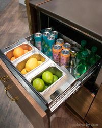 Refrigerator drawer integrated into bar - so cool! #homebarroomdecoratingideas