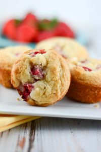 Beautiful, light, fluffy, moist and delicious Strawberry Muffins that are perfect for Mother's Day brunch or a sweet treat anytime. #MothersDay #brunch #muffins