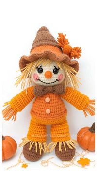 Amigurumi Scarecrow Doll for Halloween Crochet Free Pattern