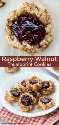 Raspberry Walnut Thumbprint Cookies