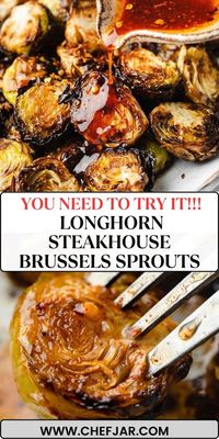 Indulge in Longhorn Steakhouse's Brussels Sprouts, a mouth-watering side dish! Perfectly roasted to a golden crisp, these sprouts are seasoned with a savory blend, offering a delicious complement to any steak entrée.