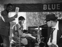 Herbie with Jacky Terrasson and Dexter Gordon during the filming of Round Midnight,1986