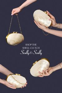 A single kabibe shell is used to create the Kabibe Clutch for a unique purse that will never be replicated. Hand crafted, the iridescent shell is reinforced with wood and features a brass clasp and magnetic closure. The interior of the shell is lined with softest chamois. Exclusively at Scully & Scully.