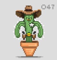 #pixel365 Num. 047: 'Spiky Sheriff' #pixelart #cactus #sheriff