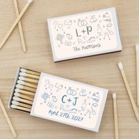 • Available in white or black sleeved boxes (2.25"w x 1.375"h) containing approximately 18 wooden match sticks with white or red tips • Sold in sets of 50 • Easy assembly with self-adhesive labels • Proudly made in the USA! Note: The light cream background color does not change.