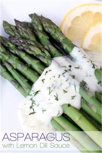 Asparagus with Lemon Dill Sauce - a delicious healthy side dish! LoveGrowsWild.com