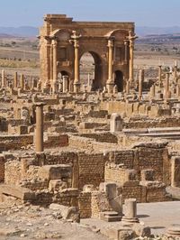 size: 24x18in Photographic Print: The Arch of Trajan at the Roman Ruins, Timgad, Algeria, North Africa, Africa by Michael Runkel :