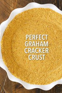 A delicious & easy Graham Cracker Crust recipe! Made from scratch with only four ingredients, it's perfect for baked pies, no bake pies & cheesecakes! #pie #cheesecake #baking #grahamcracker